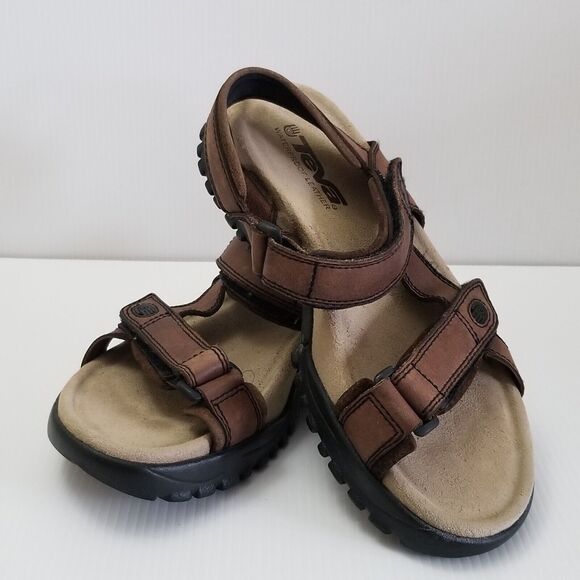 TEVA Men\'s Sz 9 Brown Leather Lug Sole Casual Sport Strap Sandals Shoes 6591 main image 10